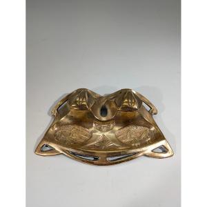 Art Nouveau Bronze Inkwell