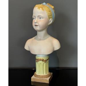 Bust In Biscuit Sevres Signed Houdon Epoque XIX