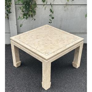 Coffee Table In Tessellated Mother-of-pearl Stone Circa 1980