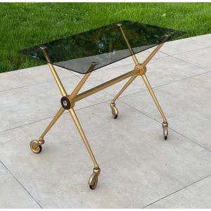 Dlg Adnet, Glass And Brass Serving Trolley Circa 1960