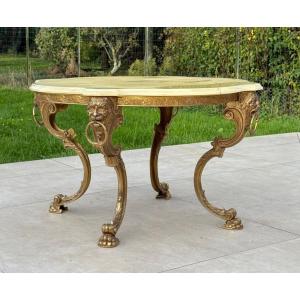 Onyx Brass Coffee Table Circa 1960