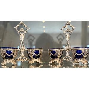 Pair Of Solid Silver Salt Cellars Minerva Period 19th Century
