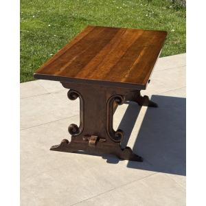Small Walnut Table, Renaissance Style, 19th Century