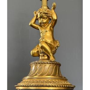 Gilt Bronze Cherub Putti Lamp Base Circa 1900