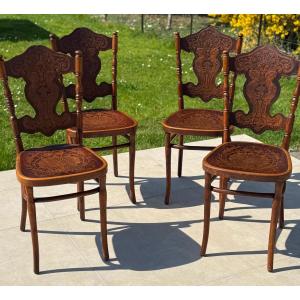 Jacob & Josef Kohn, Set Of 4 "bistro" Chairs Circa 1900