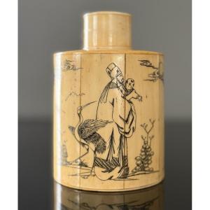 China, Signature Bone Bottle, 19th Century