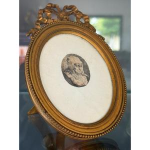 Marquis De Louvencourt, Gilt Bronze Frame, Louis XVI Style Engraving, 19th Century