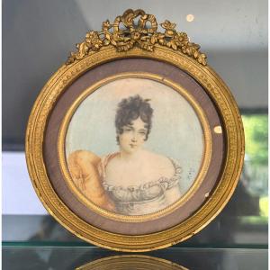 Mary, Louis XVI Style Portrait Miniature Signed 19th Century