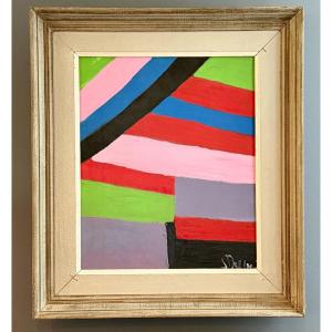 Serge Reggiani, Acrylic On Canvas "variable Geometry" Signed (1922 - 2004)  