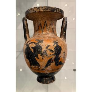 Greek Amphora Vase With Black Figures, 19th Century
