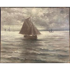 20th Century French School, The Old Rigging Ship, Signed And Dated Marine