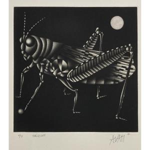 Mario Avati (1921-2009), Cricket, Mezzotint, 1970