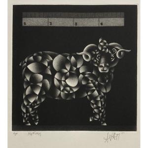 Mario Avati (1921-2009), Merinos, Mezzotint, 1970