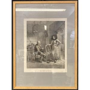 édouard Wattier (1793 - 1871), "le Brocanteur" Framed Lithograph