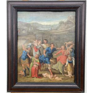 Northern School, Late 17th Century, The Massacre Of The Innocents, Oil On Copper, Framed