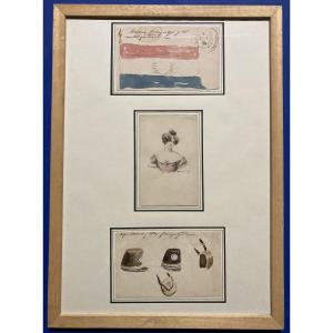 19th Century French School, Souvenirs Of Paraguay - Vexillology, Framed Watercolors