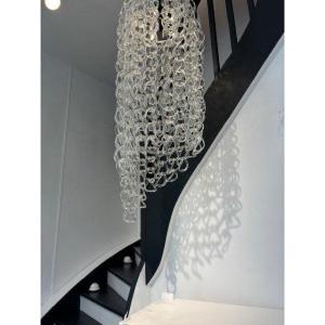 Murano Crystal Chandelier "giogali" By Angelo Mangiarotti – 1970 – 1950s-60s Design Icon
