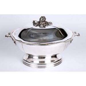 Silver-plated Covered Vegetable Dish With Artichoke Finial – English Work, 20th Century