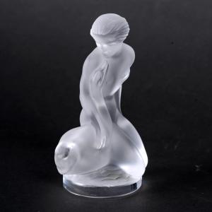 Lalique – Frosted And Polished Crystal Figurine “leda And The Swan”, Art Deco, 20th Century