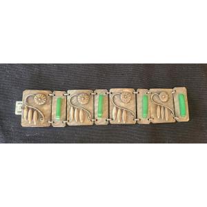 Brushed Metal And Bakelite Bracelet 1930