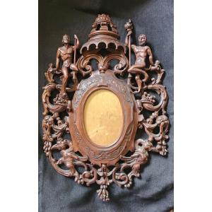19th Century Carved Wooden Miniature Frame