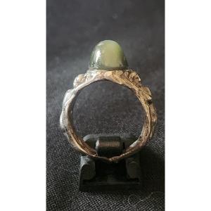 Silver And Cat's Eye Sculpture Ring Circa 1900