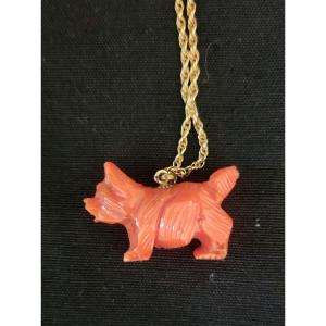 "westie" Necklace Carved In Coral 
