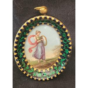 19th Century Enamel Frame With Miniature