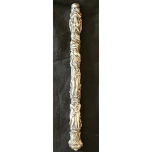 Erotic Maison Close Knob In Silver-plated Bronze, 19th Century 