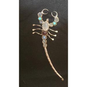 Moonstone And Garnet Scorpion Brooch Circa 1920