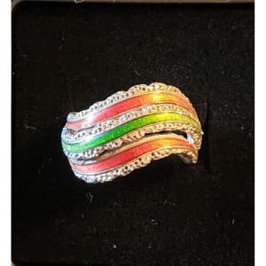 Silver And Enamel Ring Circa 1920