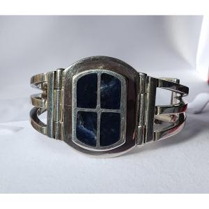 Art Deco Silver And Soldite Cuff Bracelet