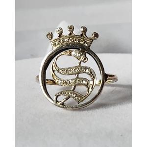 19th Century Sentimental Crown Ring In Gold And Diamonds 