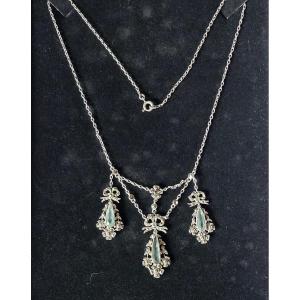 Early 19th Century Silver And Gemstone Tassel Necklace