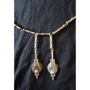 Art Deco Modernist Silver Necklace