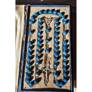 Silver And Lapis Lazuli Rosary In Its 19th-century Case