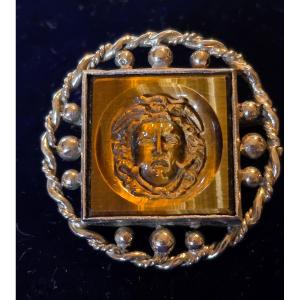 19th-century Intaglio Medusa In Tiger's Eye