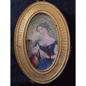 Miniature Woman With A Jug, 18th Century