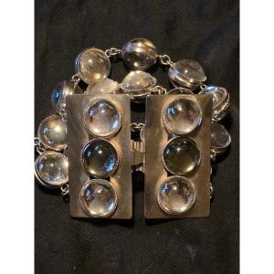 Artist's Bracelet In Chrome And Crystal Beads, Circa 1960