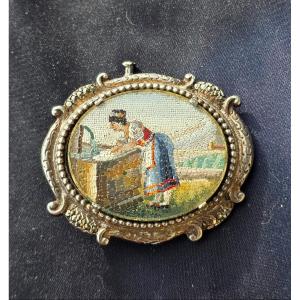 Micromosaic Of A Woman At A Fountain, 19th Century 