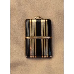 Vermeil And Lacquered Pendant Watch With Decorative Back