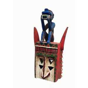 Dogon Mask With Blue Monkey