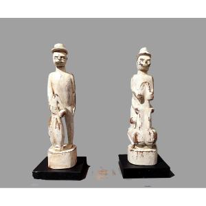 Pair Of Highly Sexualized Adan Vodou Vodum Statues From Ghana, Curiosities, Colonial Artifacts?