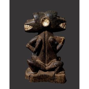 Janus Fetish Statue, Beggar Monkey And Female Baoulé Aboya 