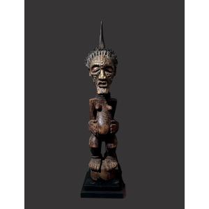 Songye Fetish Statue, Democratic Republic Of Congo, Nkisi Iron Horn, Drc