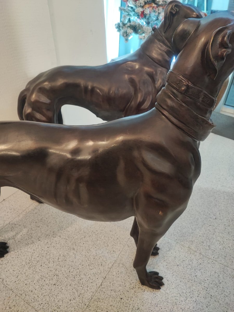 Coppia di levrieri in bronzo-photo-1