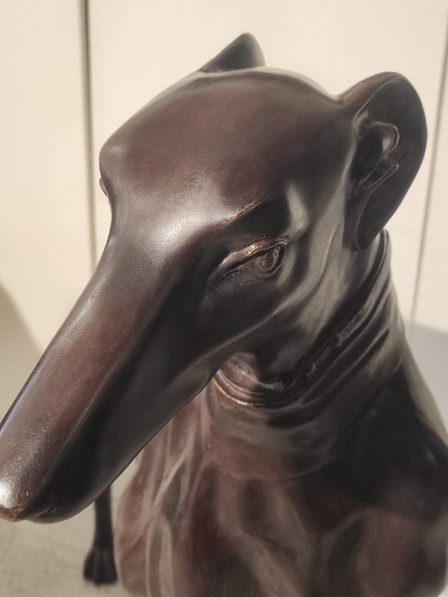 Coppia di levrieri in bronzo-photo-6