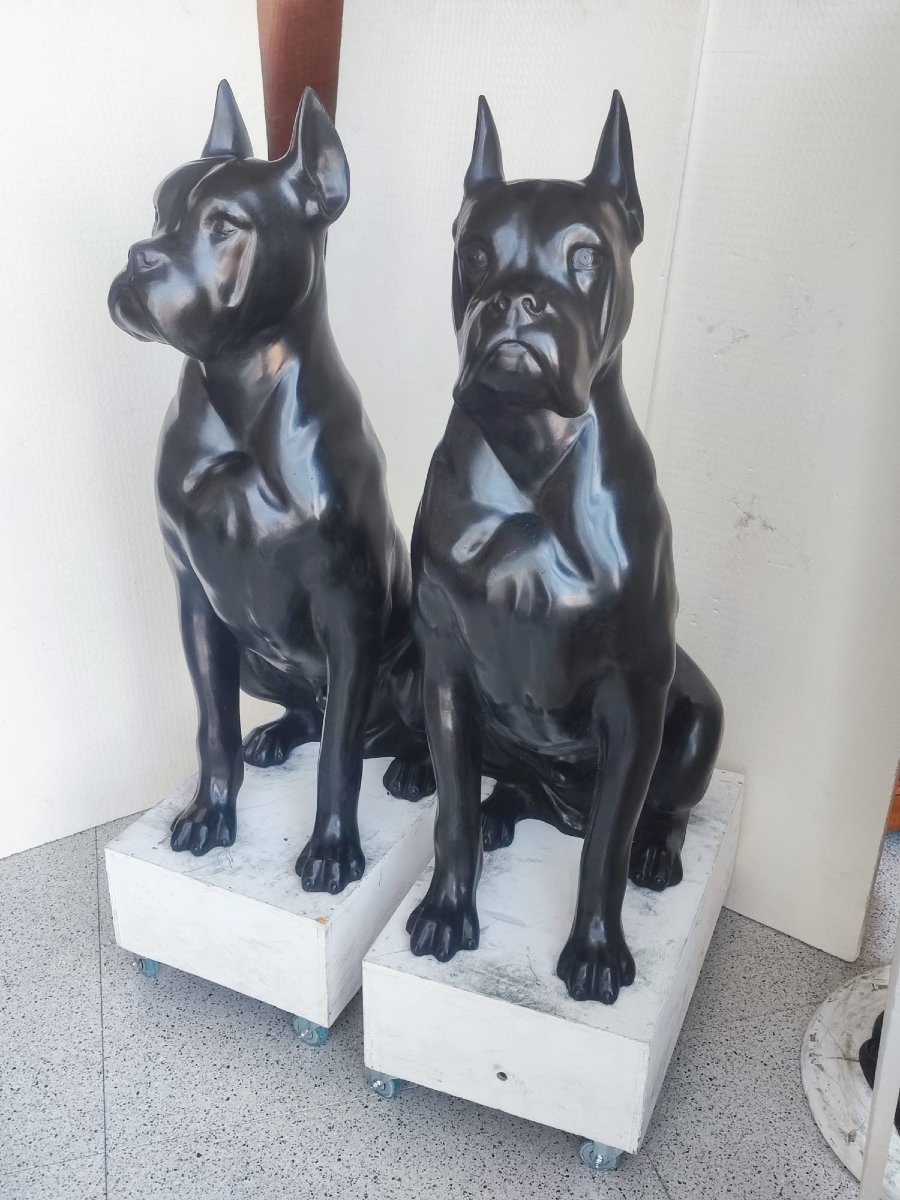 Coppia di cani in bronzo patinato-photo-3