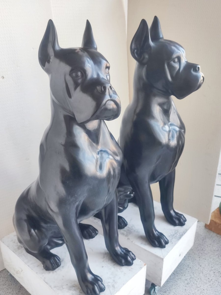 Coppia di cani in bronzo patinato-photo-4