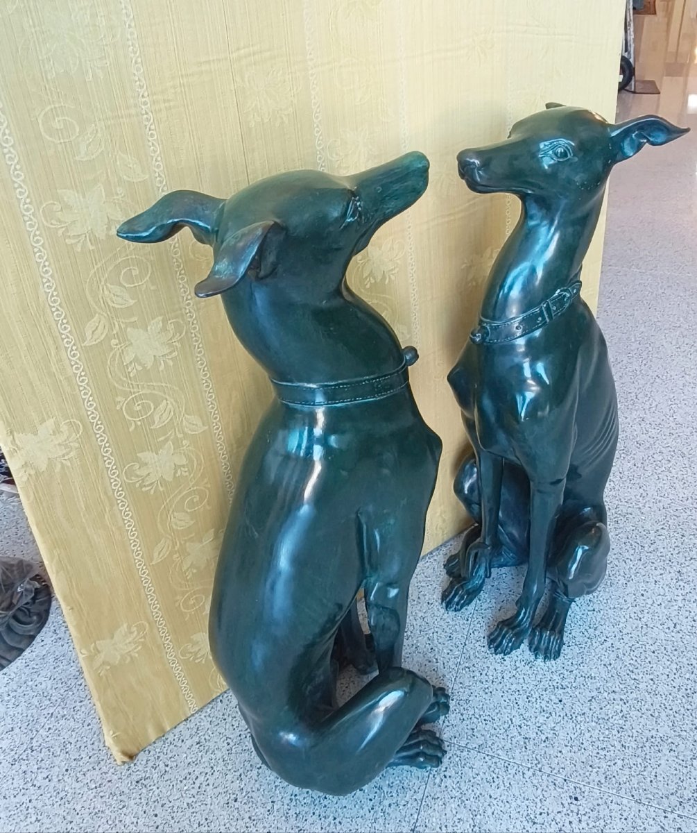 Sculture in bronzo ( coppia di cani levrieri)-photo-2